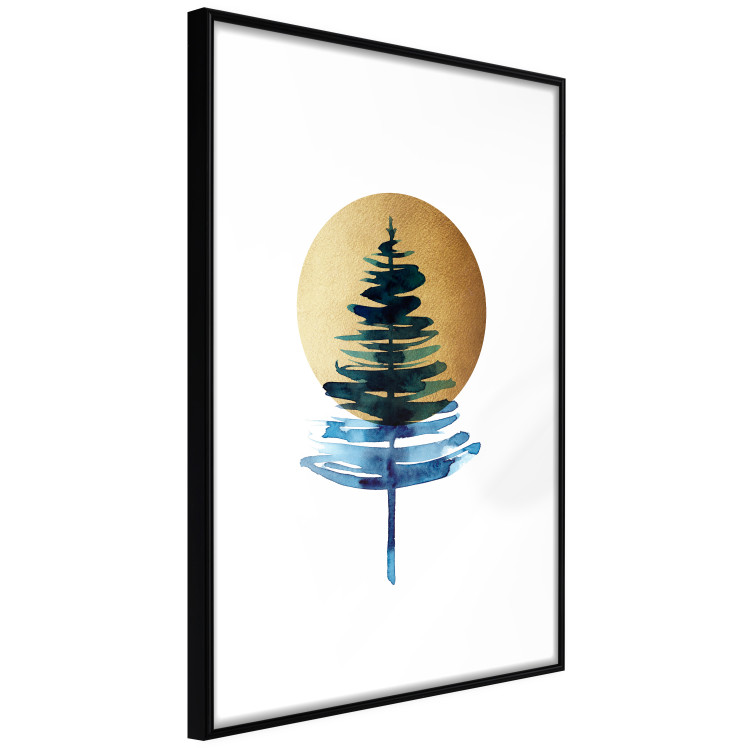 Wall Poster Sunny Winter - composition with a tree against a backdrop of golden sun and white 137698 additionalImage 15