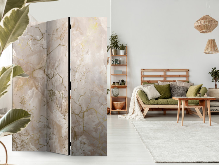 Room Separator Golden Dream (3-piece) - Abstraction on marble texture background 138098 additionalImage 2