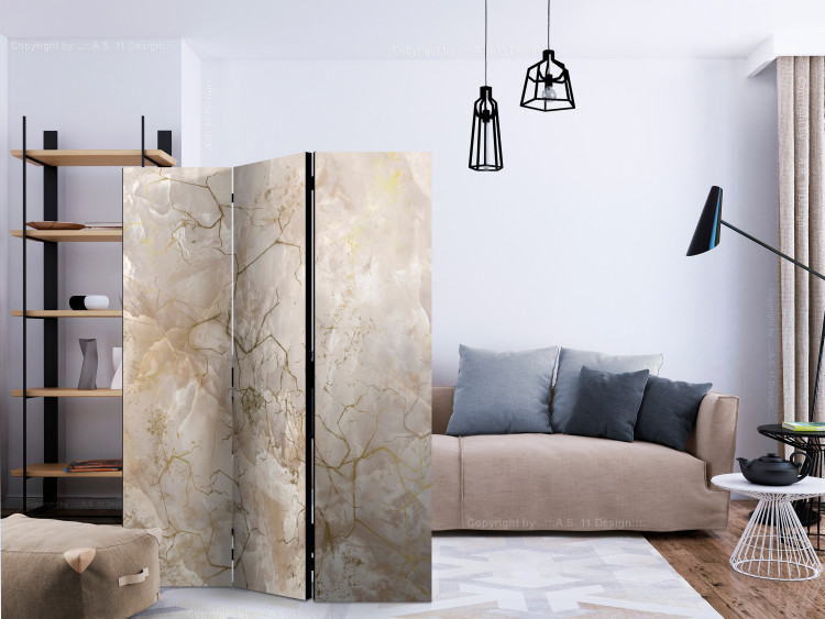 Room Separator Golden Dream (3-piece) - Abstraction on marble texture background 138098 additionalImage 4