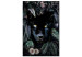 Canvas Print Black Panther in Leaves (1-piece) Vertical - cat in dense jungle 138598