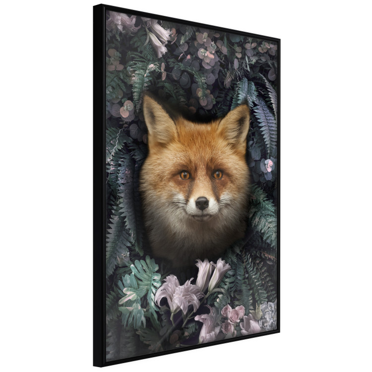 Poster Fox in Flowers - portrait of a fox against a background of green plants and flowers 138698 additionalImage 6