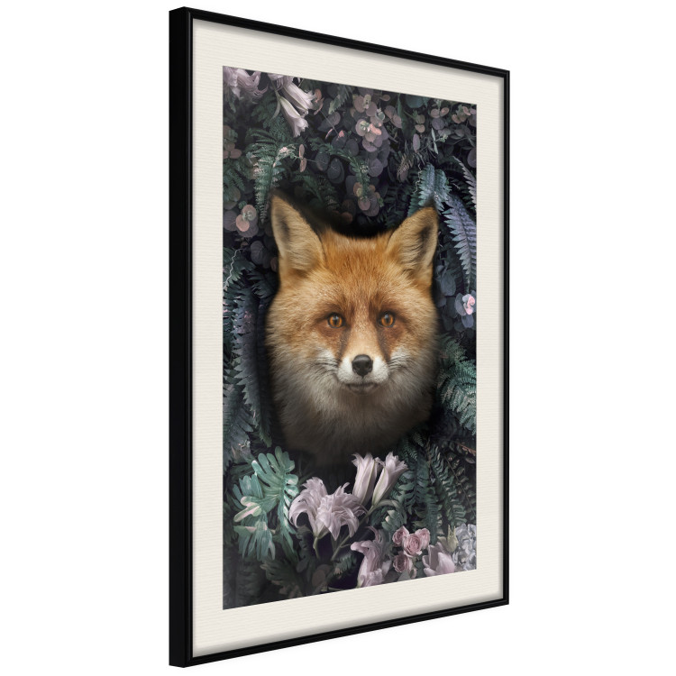 Poster Fox in Flowers - portrait of a fox against a background of green plants and flowers 138698 additionalImage 2