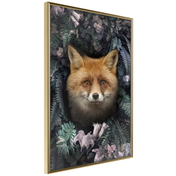 Poster Fox in Flowers - portrait of a fox against a background of green plants and flowers 138698 additionalImage 2