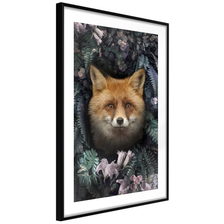 Poster Fox in Flowers - portrait of a fox against a background of green plants and flowers 138698 additionalImage 13