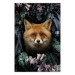 Poster Fox in Flowers - portrait of a fox against a background of green plants and flowers 138698