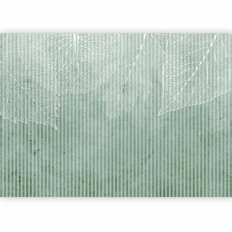 Photo Wallpaper Striped leaves - white leaf pattern on green background with stripes 143798 additionalImage 1
