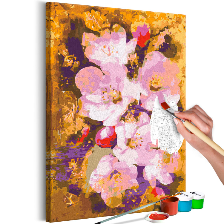 Paint by Number Kit Blooming Twig - Colorful Cherry Blossoms on a Golden Background 146198 additionalImage 6