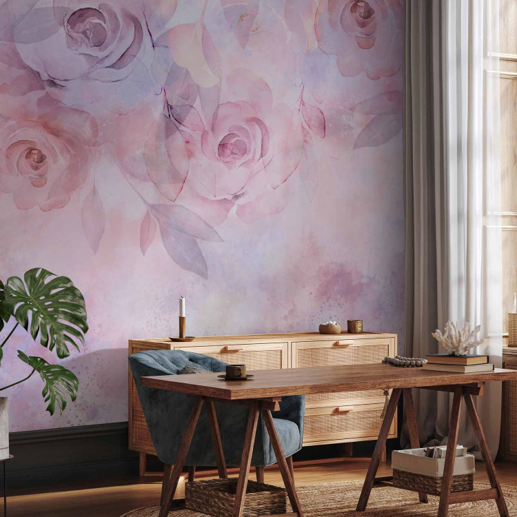 Wall Mural Moody Roses - Pink Abstract Flowers in a Romantic Style 146598 additionalImage 4