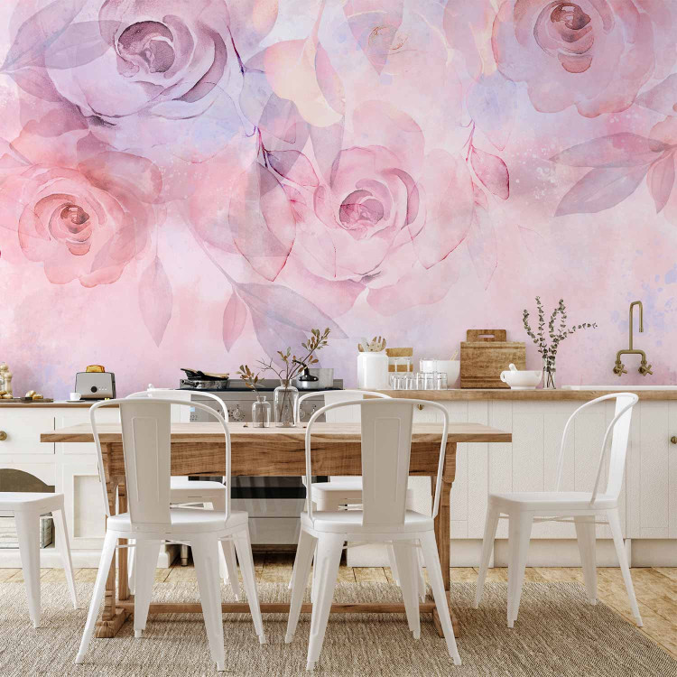 Wall Mural Moody Roses - Pink Abstract Flowers in a Romantic Style 146598 additionalImage 6
