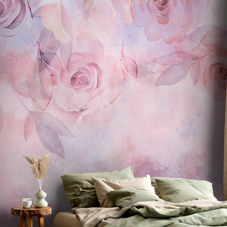 Wall Mural Moody Roses - Pink Abstract Flowers in a Romantic Style 146598 additionalImage 2