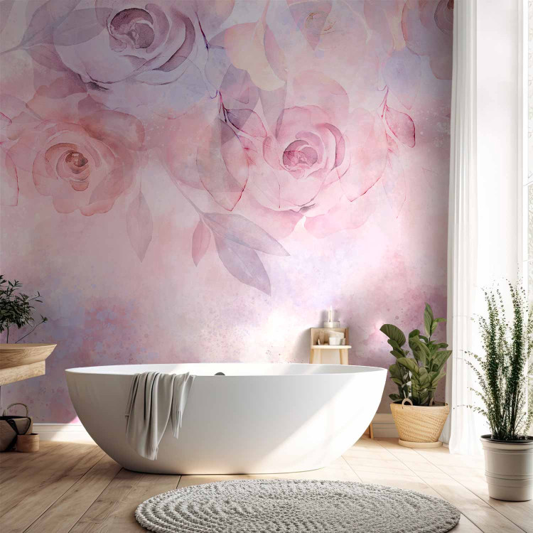 Wall Mural Moody Roses - Pink Abstract Flowers in a Romantic Style 146598 additionalImage 8