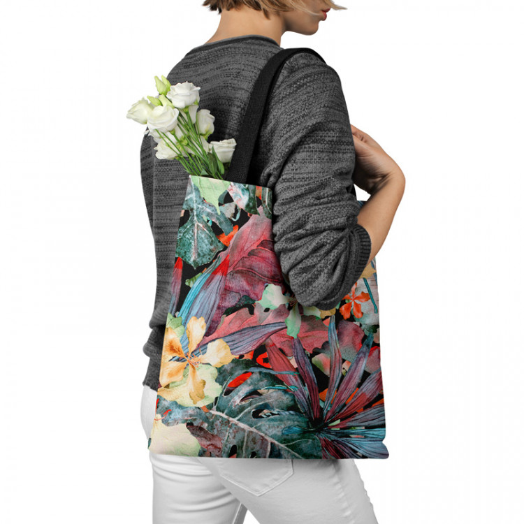 Shopping Bag Coloured leaves - subtle floral pattern in watercolour style 147598 additionalImage 3