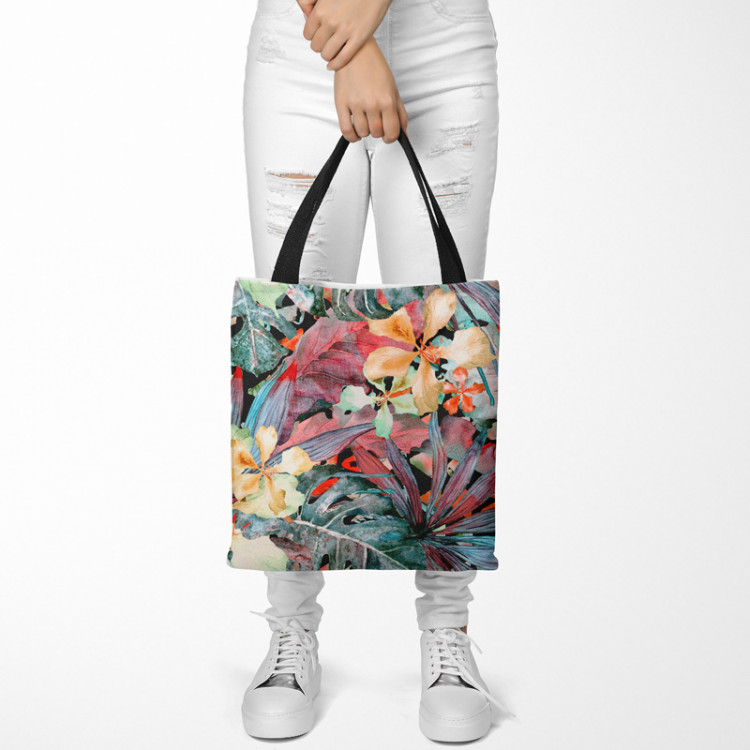 Shopping Bag Coloured leaves - subtle floral pattern in watercolour style 147598 additionalImage 2