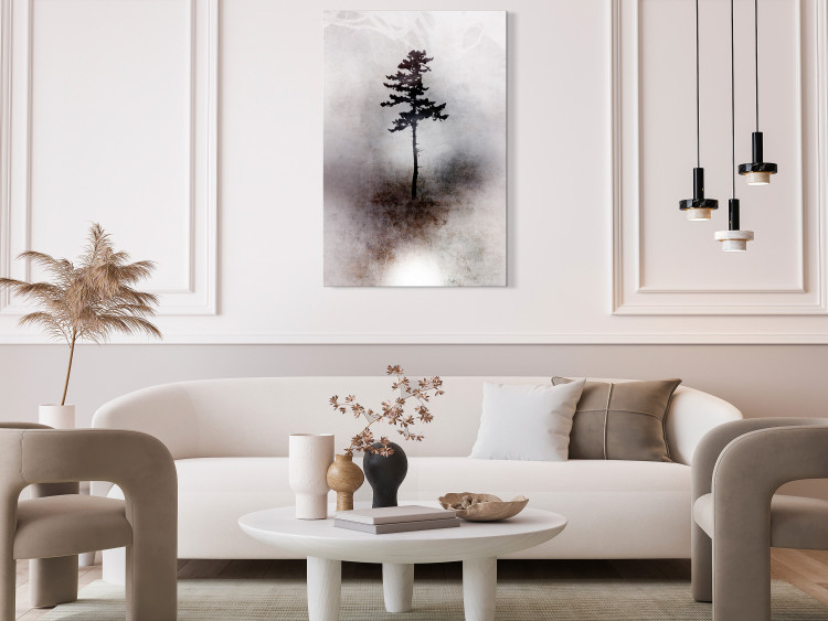 Canvas Print Tall Tree (1-piece) - plant landscape on a gray-brown background 148898 additionalImage 3