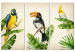 Canvas Print Exotic Triptych (3-piece) - colorful birds among green plants 149098