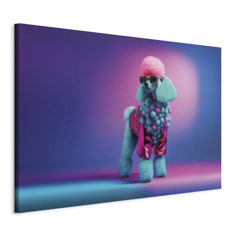 Canvas Art Print AI Dog Poodle - Fluffy Animal in a Fashionable Colorful Outfit - Horizontal 150098 additionalImage 2