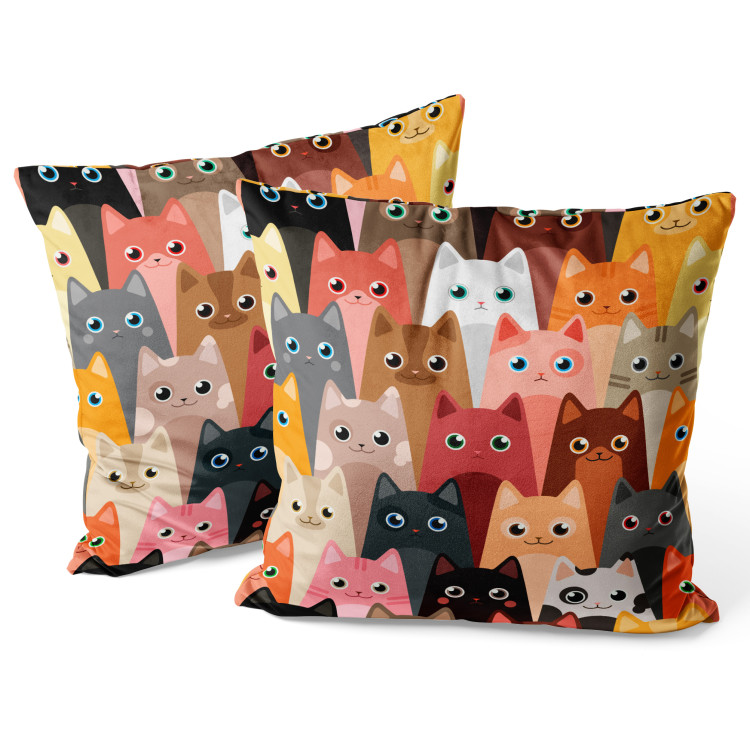 Decorative Velor Pillow Colorful Animals - Illustrated Composition With Cats in Different Colors 151298 additionalImage 2