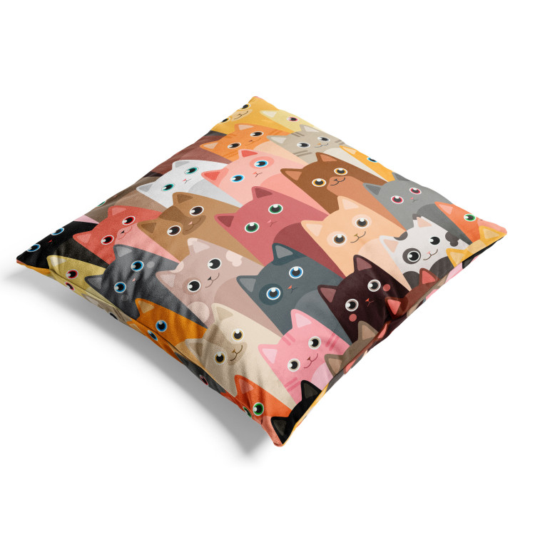 Decorative Velor Pillow Colorful Animals - Illustrated Composition With Cats in Different Colors 151298 additionalImage 4