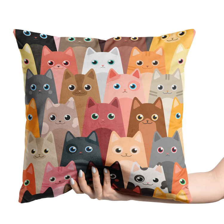 Decorative Velor Pillow Colorful Animals - Illustrated Composition With Cats in Different Colors 151298 additionalImage 3