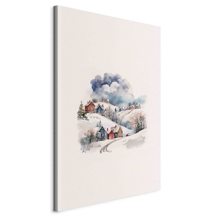 Canvas Christmas Village - Watercolor Illustration of Snow-Covered Houses 151698 additionalImage 2