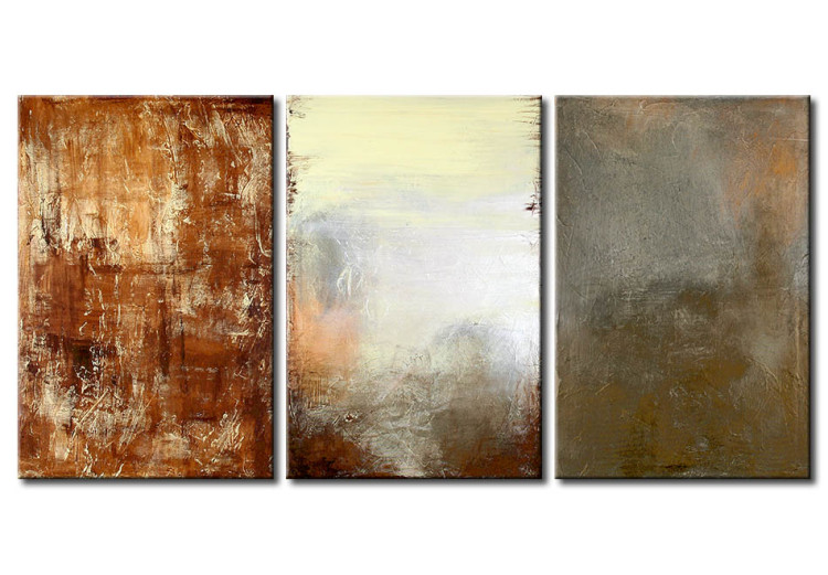 Canvas Art Print Abstraction (3-piece) - Brown fantasy with a shimmer 47998
