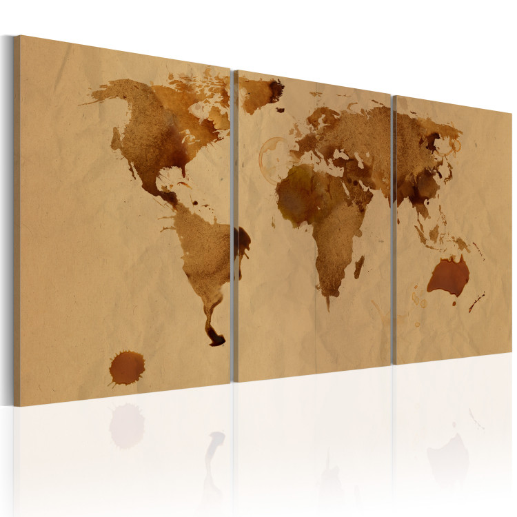 Canvas Print The World map in color of coffee 55398 additionalImage 2