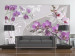 Wall Mural Flight of Purple Orchids - Flowers on a Background with Imaginary Elements 60298