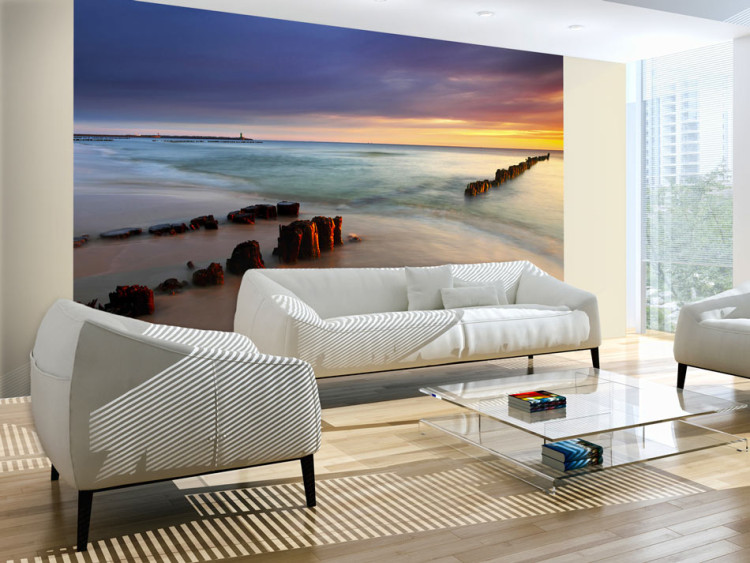 Wall Mural Sunset Landscape - Landscape of a sandy beach and sea 61698