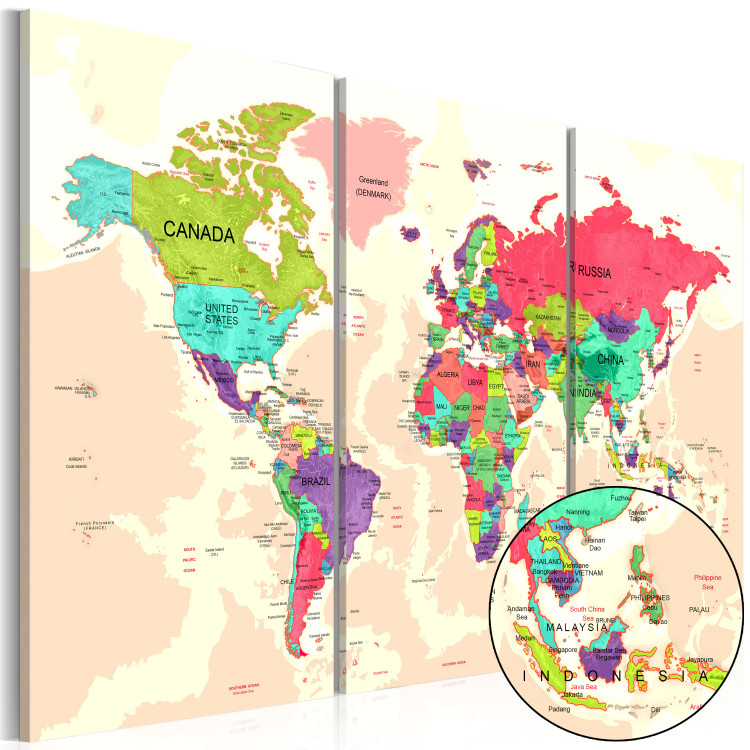 Canvas Print World Map: Geography of Colours 92098 additionalImage 2