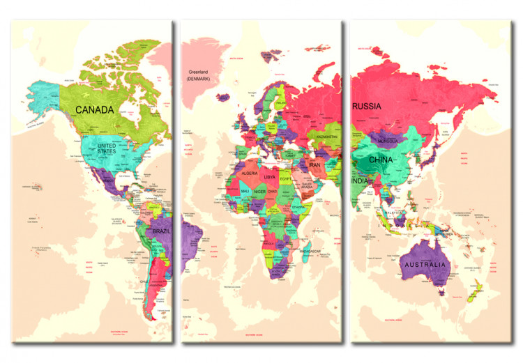 Canvas Print World Map: Geography of Colours 92098