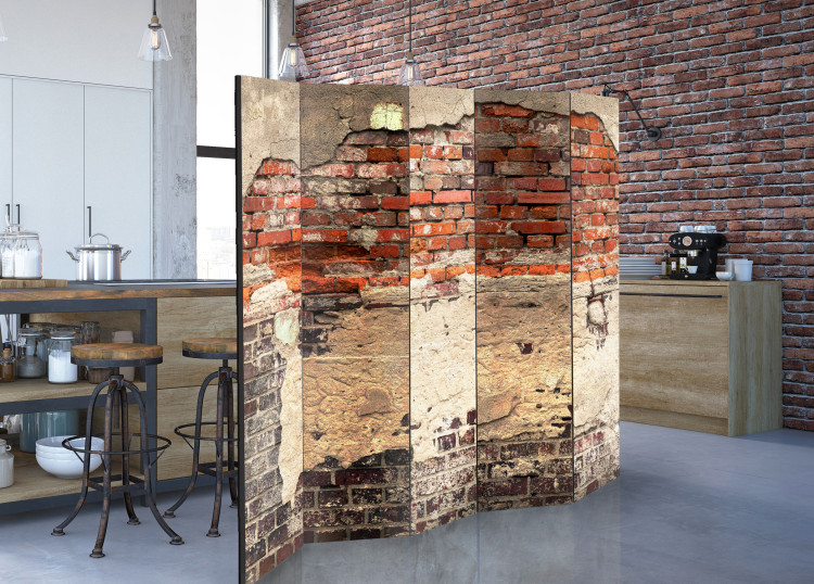 Folding Screen City History II - motif of colorful brick and concrete in urban style 95498 additionalImage 2