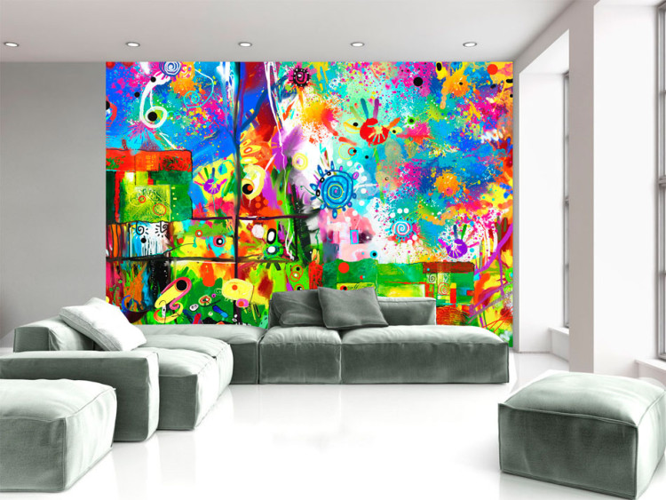 Photo Wallpaper Abstraction - artistic motif with painting and hand reflection effect 96698