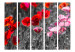 Room Separator Red Poppies II - red summer poppy flowers on a black and white background 96998 additionalThumb 3
