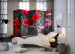 Room Separator Red Poppies II - red summer poppy flowers on a black and white background 96998 additionalThumb 2