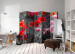 Room Separator Red Poppies II - red summer poppy flowers on a black and white background 96998 additionalThumb 4