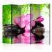 Room Divider Blurred Reflection II - pink flower with black stones in Zen style 108409