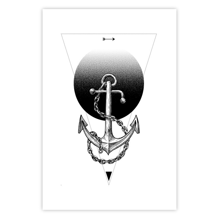 Poster Anchor - black and white geometric composition with an anchor and a triangle 114309 additionalImage 25
