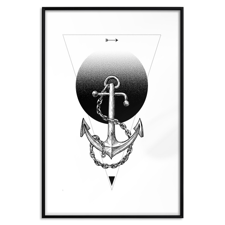 Poster Anchor - black and white geometric composition with an anchor and a triangle 114309 additionalImage 15