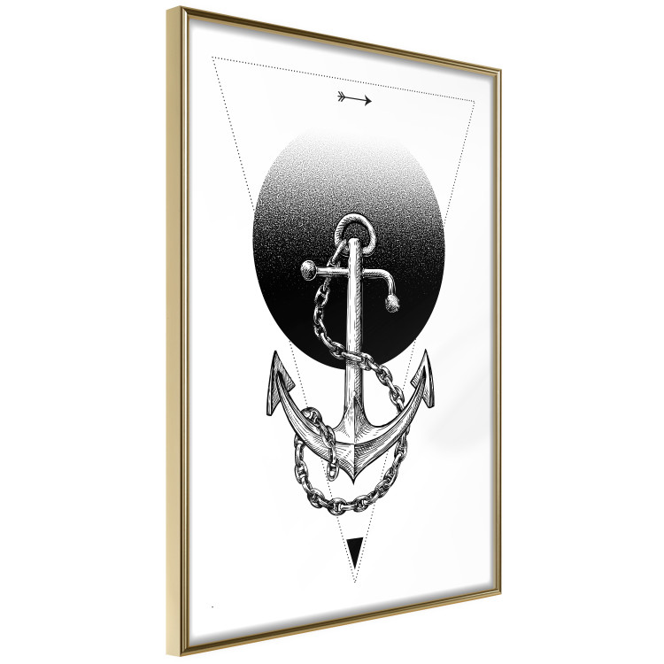 Poster Anchor - black and white geometric composition with an anchor and a triangle 114309 additionalImage 12
