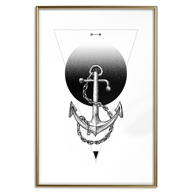 Poster Anchor - black and white geometric composition with an anchor and a triangle 114309 additionalImage 16