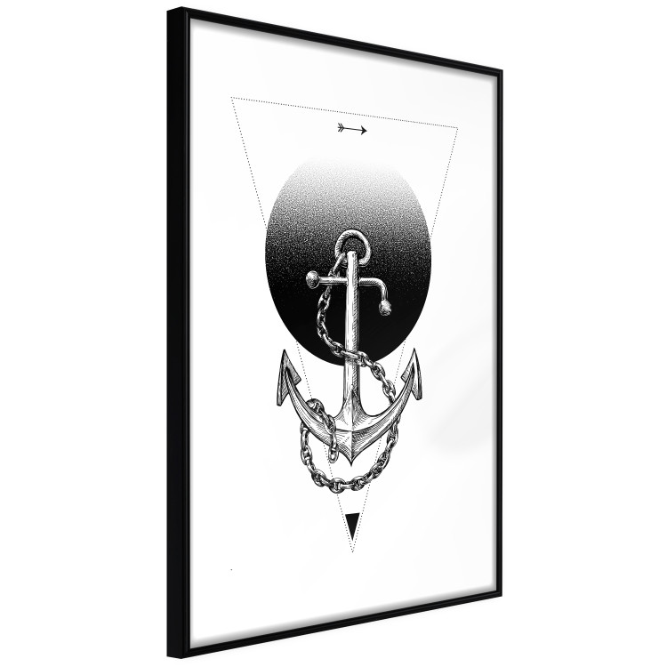 Poster Anchor - black and white geometric composition with an anchor and a triangle 114309 additionalImage 13