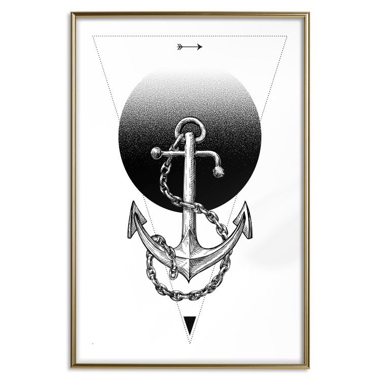 Poster Anchor - black and white geometric composition with an anchor and a triangle 114309 additionalImage 20