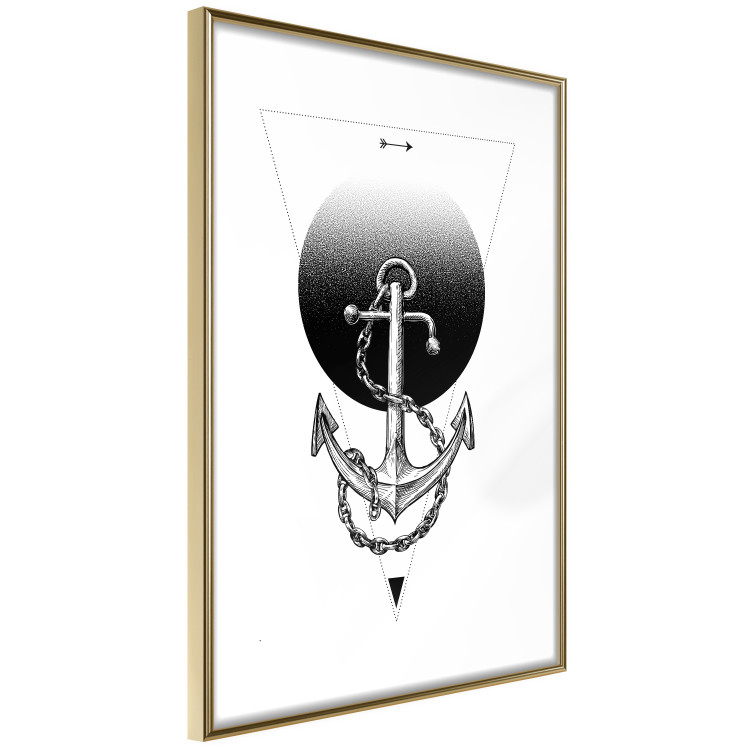 Poster Anchor - black and white geometric composition with an anchor and a triangle 114309 additionalImage 6
