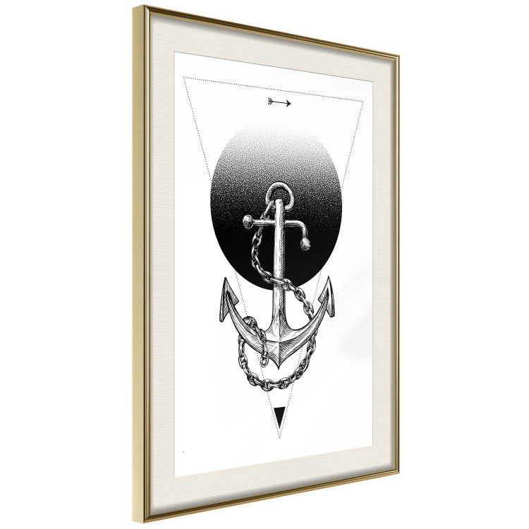 Poster Anchor - black and white geometric composition with an anchor and a triangle 114309 additionalImage 2