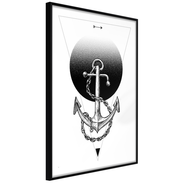 Poster Anchor - black and white geometric composition with an anchor and a triangle 114309 additionalImage 12