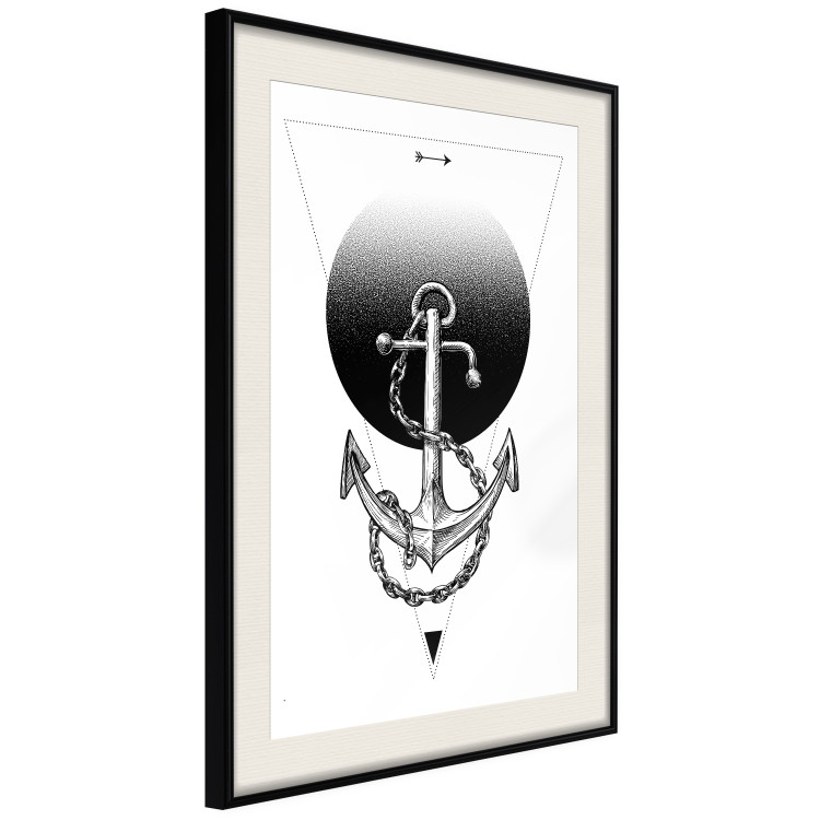 Poster Anchor - black and white geometric composition with an anchor and a triangle 114309 additionalImage 3