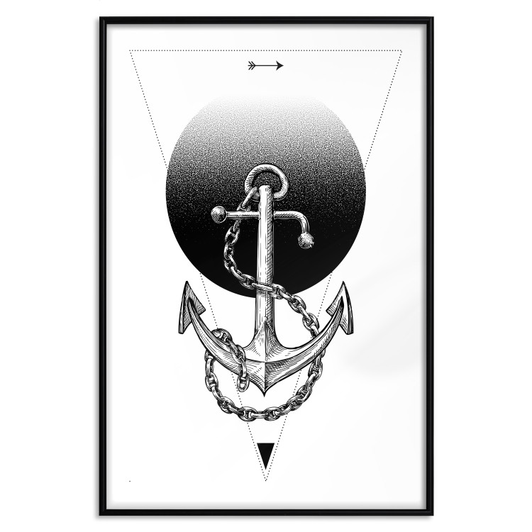 Poster Anchor - black and white geometric composition with an anchor and a triangle 114309 additionalImage 24