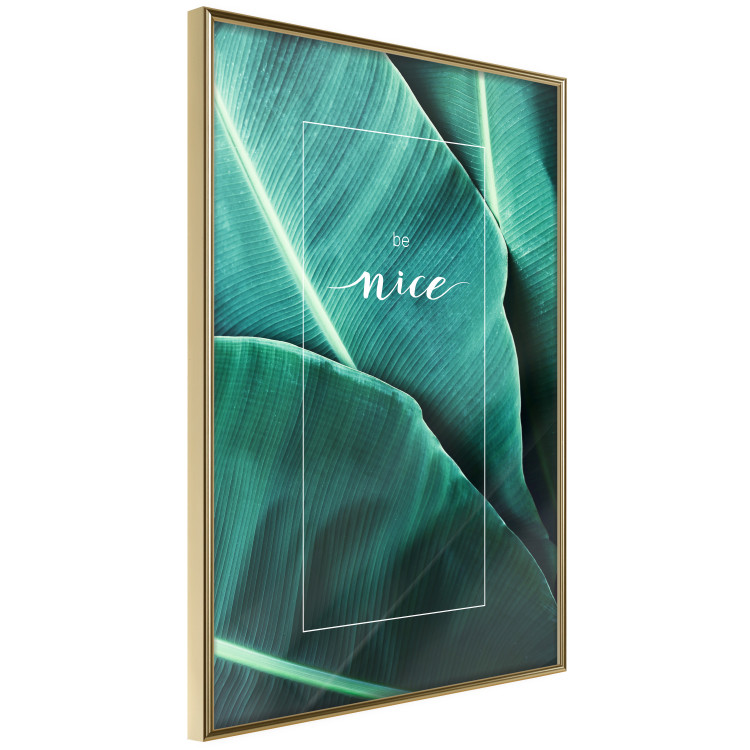 Wall Poster Be nice - composition with tropical green leaves and English texts 115009 additionalImage 12