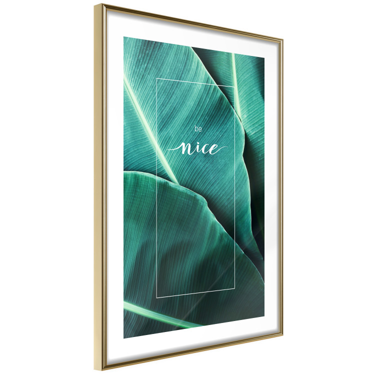 Wall Poster Be nice - composition with tropical green leaves and English texts 115009 additionalImage 6