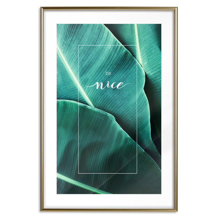 Wall Poster Be nice - composition with tropical green leaves and English texts 115009 additionalImage 14